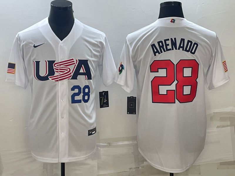 Men 2023 World Cub USA #28 Arenado White Nike MLB Jersey1->more jerseys->MLB Jersey